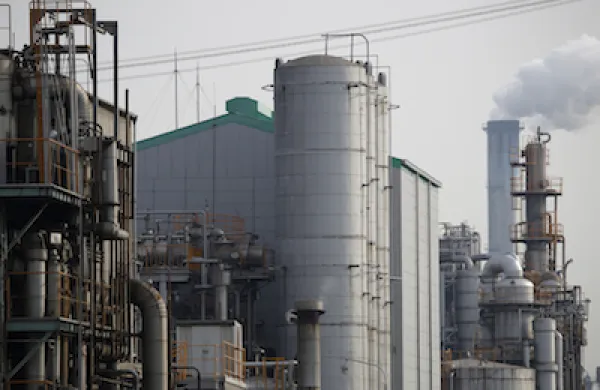 Factory Emissions And Vehicle Exhaust Fumes As Japan Greenhouse Gas Emissions Rise