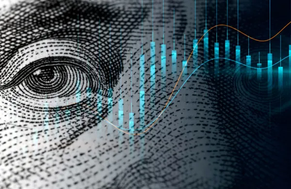 Cash dollar bill and design with waves and bars background