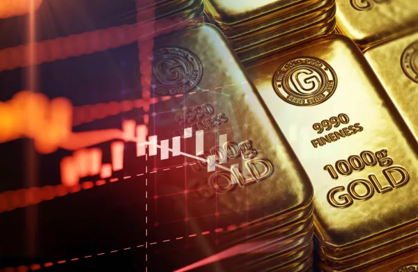 stack of  shiny gold bars on financial gold price graph  3d illustration