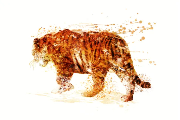 abstract tiger tiger Grandcubs and cub