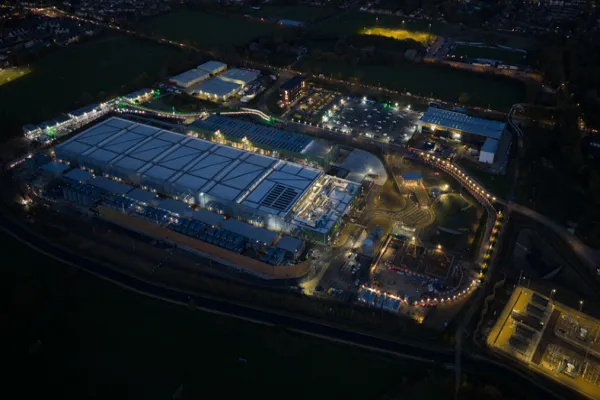 aerial view of AI data center