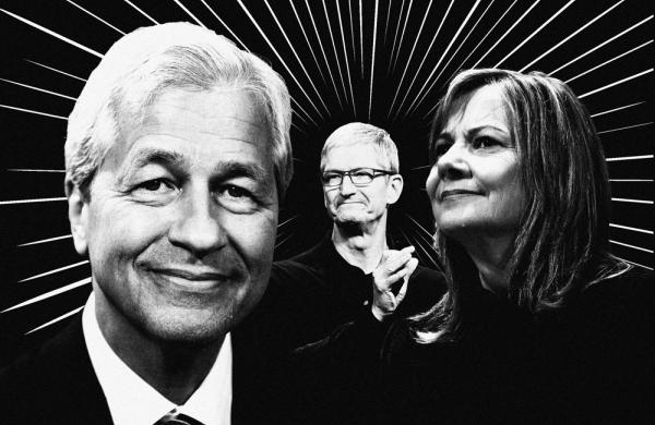 Jamie Dimon, Tim Cook and Mary Barra. (Bloomberg)