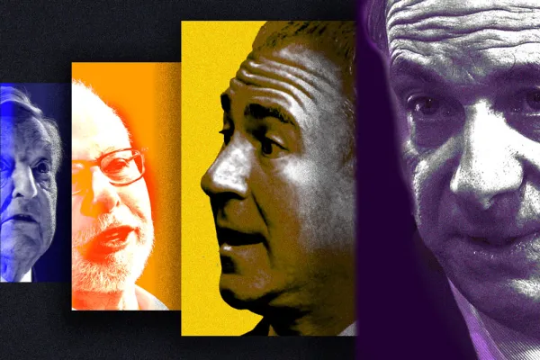 Illustration by II (Photos by Jason Alden, Patrick T. Fallon, Simon Dawson/Bloomberg)