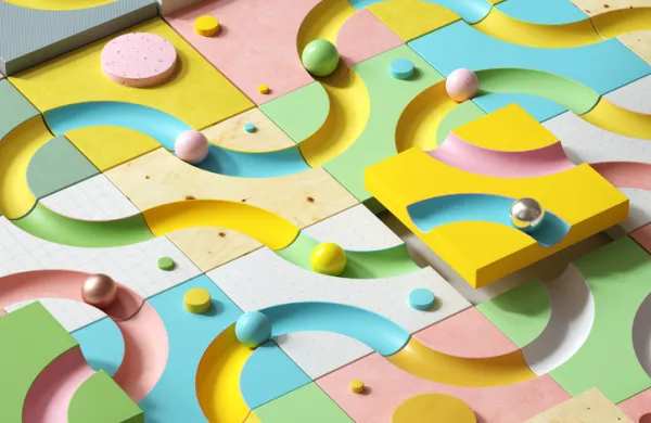 Abstract blocks with curved concave