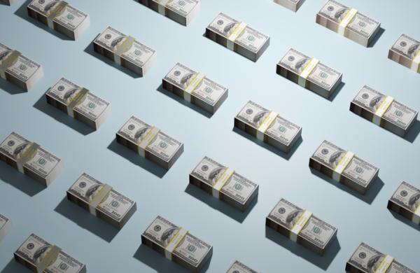 Stack of American 100 Dollars ,3D render