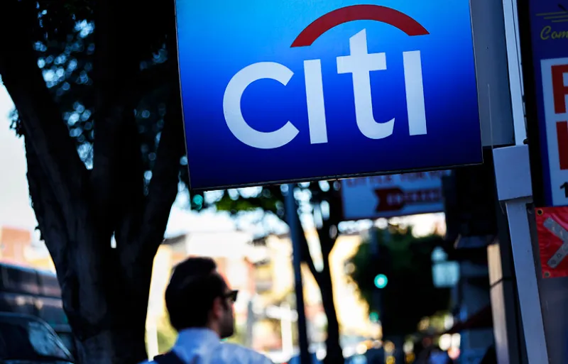 Signage is displayed outside of a Citigroup Inc. branch. (Photo Credit: Patrick T. Fallon/Bloomberg)