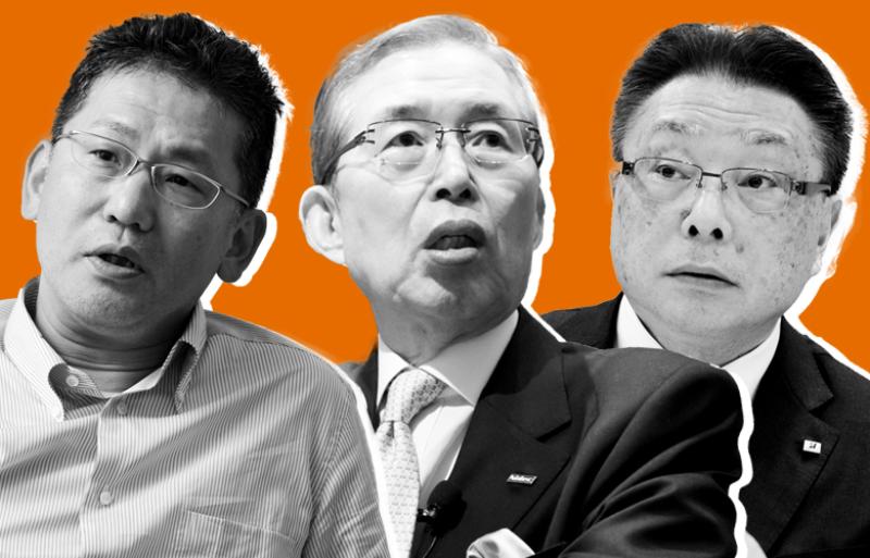 Left to right: Kinya Seto, president and CEO, Lixil Group Corp.; Shigenobu Nagamori, chairman, president and CEO of Nidec Corp.; Masaaki Tsuya, CEO, Bridgestone Corp. Left to right: Kinya Seto, president and CEO, Lixil Group Corp.; Shigenobu Nagamori, chairman, president and CEO of Nidec Corp.; Masaaki Tsuya, CEO, Bridgestone Corp.