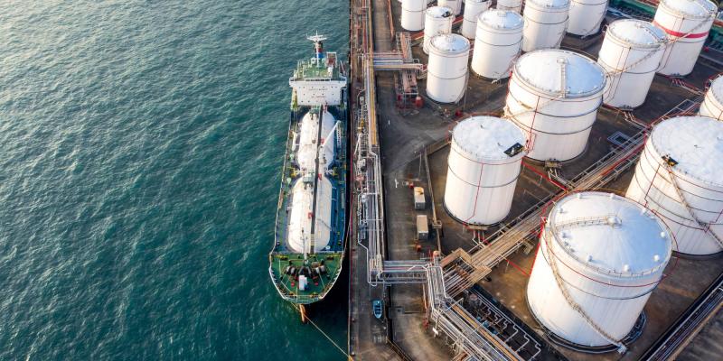 Oil Storage tank in the port in Tsing Yi, Hong Kong