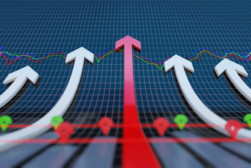 Rising economic arrow Rising economic arrow