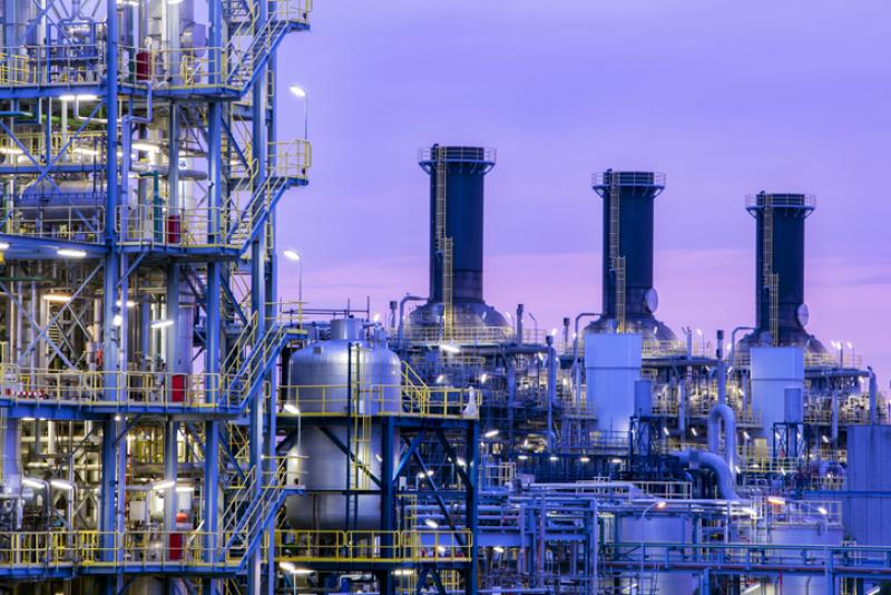 Petrochemical plant at twilight