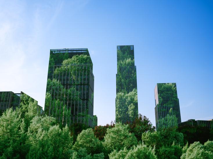 Multiple exposure of financial building