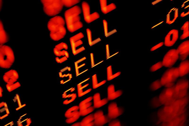 stock market crash sell-off - trading screen in red