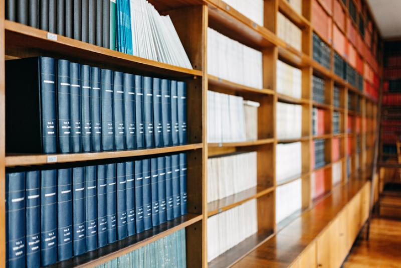 Line of books in the library