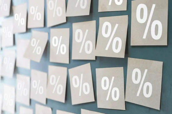 Interest rate percentage icon concept, The concept of interest rates, mortgages and financial interest rates, Capital Gains Concept, Planning to Sell Real Estate, Stocks or Business, Capital Gains Tax