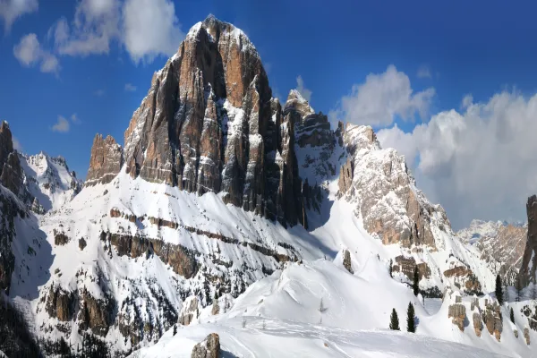 Beautiful winter landscape in the Cortina d'Ampezzo Dolomites